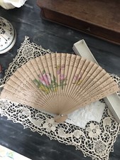 Ventaglio In Legno Di Rosa Anni 40/50 Vintage con Custodia Originale