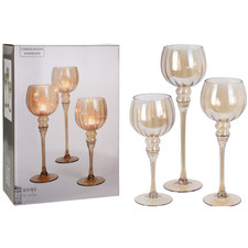 SET 3 PORTA CANDELE VETRO
