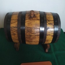 Botte Ovale d'epoca in doghe di Legno con anelli in Ferro-H.35cm-x Arredamento