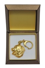 Bovaro Bernese - Placcato Oro Portachiavi Con Uno Cane, Scatola Art Dog