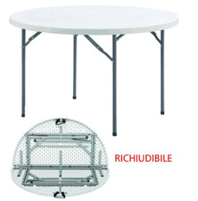 TAVOLO ROTONDO RICHIUDIBILE PER ESTERNO - Bianco