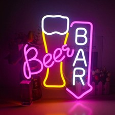 Wanxing Insegne al neon per decorazione da parete, luci al neon per birra, segno