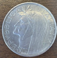 Italia Repubblica Italiana 1965 500 Lire Argento Dante Alighieri