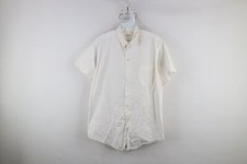 Vintage 50s Streetwear Mens Large Snap Button Collar Pima Cotton Shirt White USA