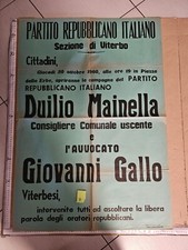 MANIFESTO POLITICA MAINELLA GALLO PARTITO REPUBBLICANO ITALIANO VITERBO 