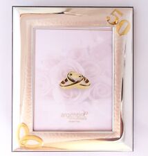 50° ANNIVERSARIO DI MATRIMONIO NOZZE D'ORO CORNICE ARGENTO 925 25x20 FOTO 18x13