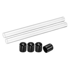 2Pz Tubo Acrilico Rigido Trasparente, 18mm ID x 20mm OD 12" Tubo Plastica Rotondo con Tappo