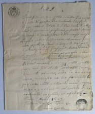 Regno delle due sicilie 1827 - Manoscritto carta bollata chiesa S. Barbara Crati