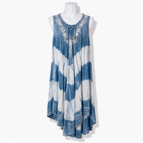Abito vintage blu tie dye - abito,