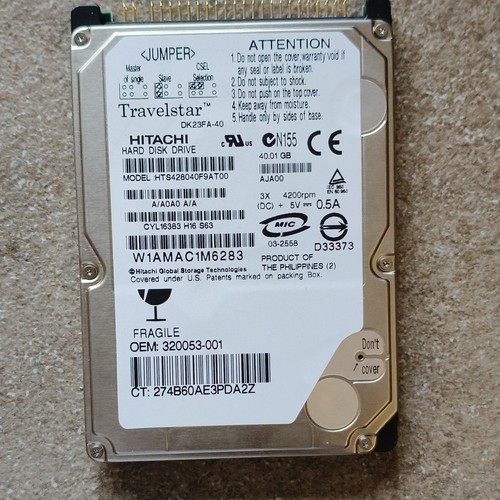 Hitachi travelstar hdd 01gb - travelstar, 40,01gb
