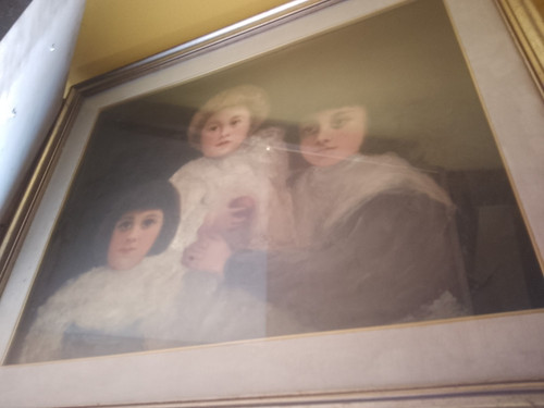 Quadro epoca pittura famiglia