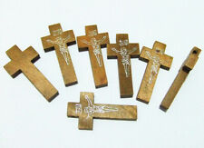 5pz  perline ciondoli pendenti in legno croce colore  marrone 41x22mm bijoux