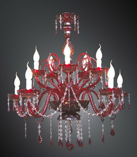 Lampadario cristallo rosso - lampadario,