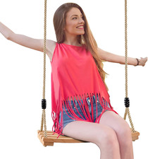 Altalena in Legno Da Giardino per Ragazzo, Bimba E Adulti - Interno Ed Esterno, 