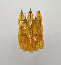 Vintage Murano Italian POLIEDRI amber glass wall sconces