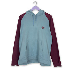 Felpa Nike Vintage azzurro e bordeaux con cappuccio anni 2000 - Taglia 178 uomo
