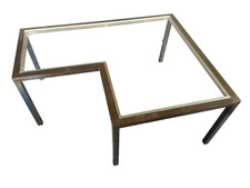 TAVOLINO IN OTTONE PIANO VETRO