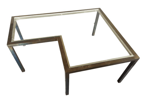 Tavolino ottone piano vetro - tavolino,
