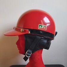 AGV Helmet Red White stripe pudding basin w/ screen + sun visor vintage 1950s
