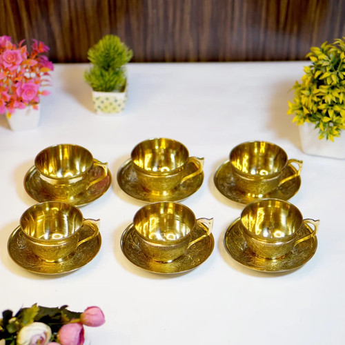 Puro ottone tazza piattino - tazza, e