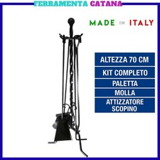 set kit attrezzi accessori per camino caminetto a legna in ferro battuto 4 pezzi
