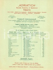 1920 TRIESTE SocietÃ  Anonima di Spedizioni ADRIATICA Trasporti Internazionali