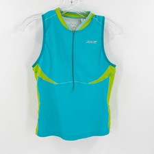 Top donna Zoot blu mezza zip senza maniche colletto foderato Activewear taglia large