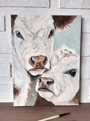 Quadro mucca fattoria arte