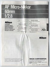 AF Micro Nikkor 60mm f2.8 Libretto istruzioni