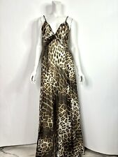 Abito lungo vintage Roberto Cavalli per H&M stampa leopardata seta S 40