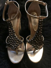 STEVE MADDEN 37 WEDGE JEANS SANDALO GIOIELLO SCARPA BORCHIE STILETTO PLATFORM   