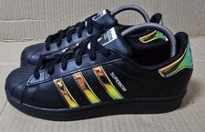 NUOVISSIME SCARPE DA GINNASTICA ADIDAS SUPERSTAR TAGLIA UK 5,5 NERE DUBAI IRIDESCENTI