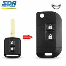 ✅Guscio Chiave Cover Telecomando 2 Tasti Pieghevole Modifica Per Nissan Qashqai 