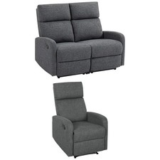 HOMCOM Divano Reclinabile a 145° a 1/2 Posti Rivestito in Ciniglia Grigia