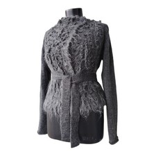 Cardigan Sarah Pacini manica lunga con cintura avvolgente in maglia misto lan...