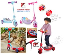 MONOPATTINO elettrico per bambini 3 ruote disney spiderman frozen cars bolle sap