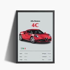 ALFA ROMERO 4C 2015 stampa grafica  FOTO alta qualità HD con cornice TOP