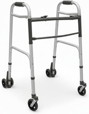 DEAMBULATORE PER ANZIANI 2 RUOTE PIROETTANTI E 2 RUOTE GEMELLATE CON FRENI