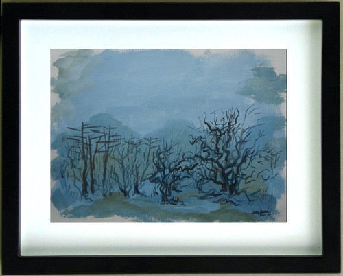 Dessin gouache paysage - gouache,