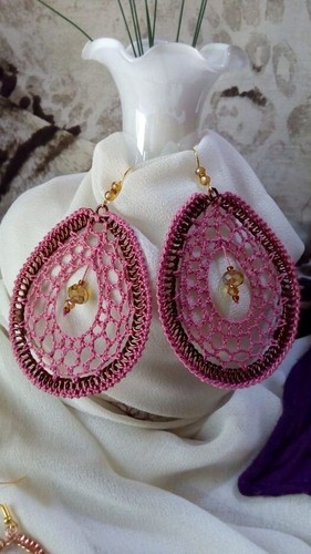 Orecchini rosa cotone - , antico
