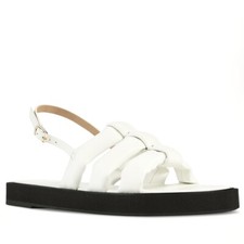 $298 NEW FRAME WHITE PADDED FAUX LEATHER SANDALS EU 39.5, US 9