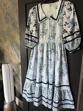 Abito Cath Kidston Collo 30 Anni Toile 100% Cotone UK 12 Ottime Condizioni