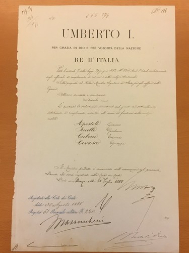 Attestato firmato umberto i - firmato, da
