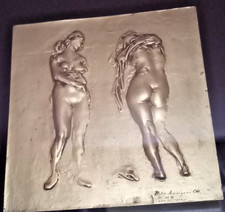 Pietro Annigoni bassorilievo "Le Bagnanti" Argento 925 Placcato Oro