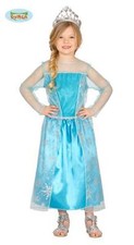 COSTUME FROZEN ELSA CARNEVALE PRINCIPESSA NEVI VESTITO GUIRCA BAMBINA C/ CORONA