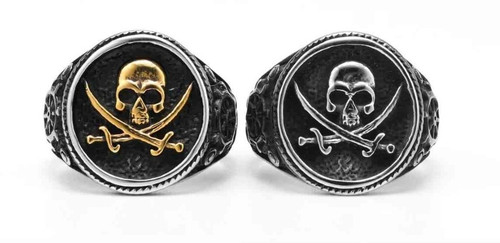 Anello acciaio inox pirata - anello,