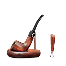 Set pipa in legno fatta a mano tabacco da fumo con manomissione e supporto stile Sherlock