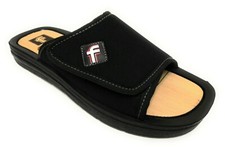 FASS 1851.1 Nero Ciabatta Uomo con Strappo E Sottopiede in Legno Nautico . ITALY