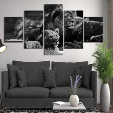 Quadro su tela 5 pannelli leone stampe fauna selvatica poster arte da parete decorazione camera da appendere