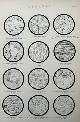 Stampa antica geologia c1870
